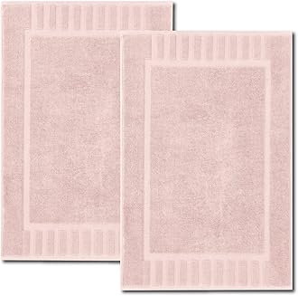 White Classic Luxury Bath Mat Floor Towel Set - Absorbent Cotton Hotel Spa Shower/Bathtub Mats [Not a Bathroom Rug] 22"x34" | 2 Pack | Pink