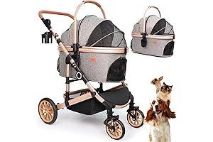 4 Wheels Doggie Stroller, 2 Pet Travel Carrier 50lbs