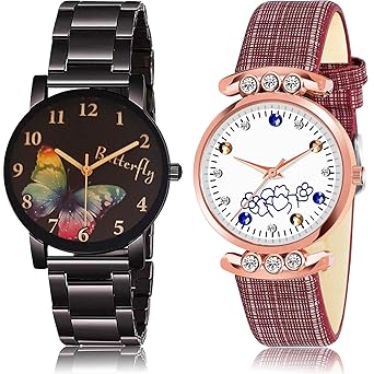 NEUTRON Gift Sports Chain and Simple Casual Analog Black and White Color Dial Girls Watch - GCPL20-GW5 (Pack of 2)