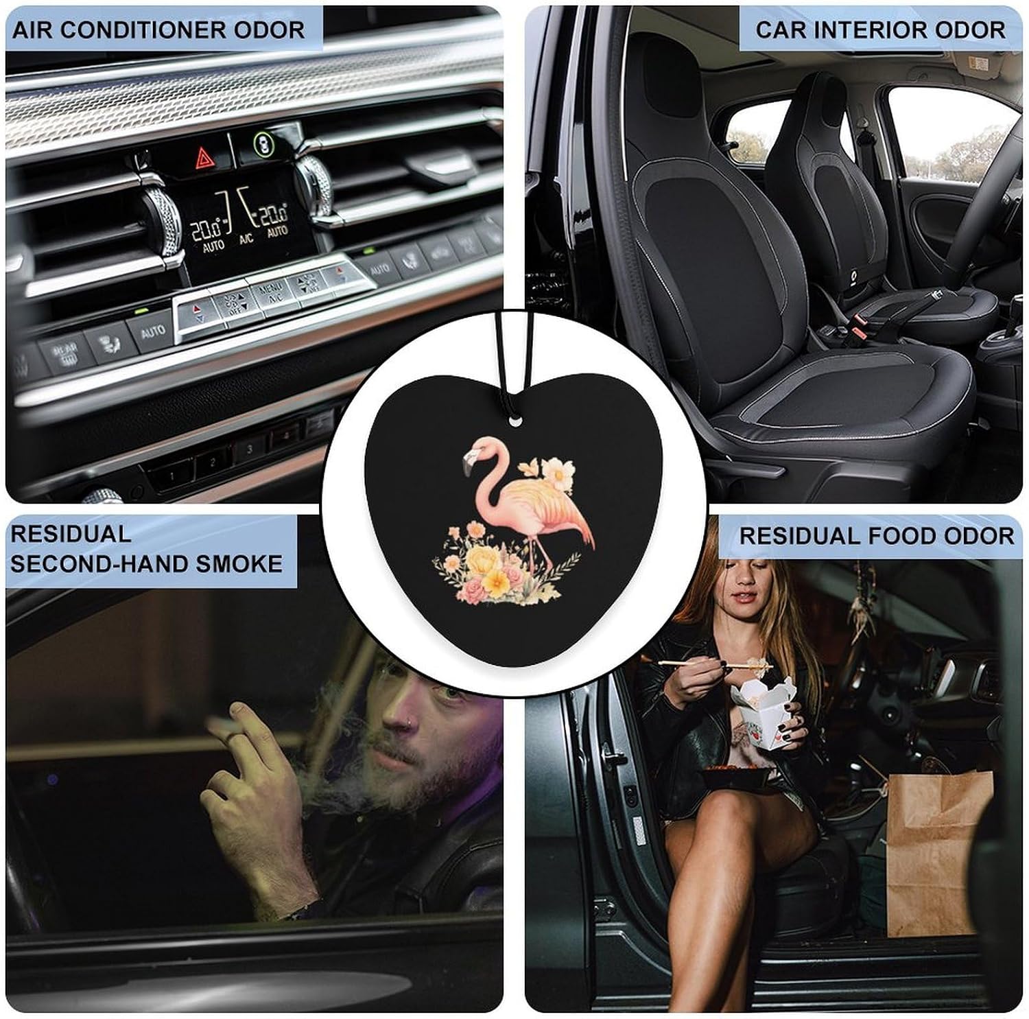 Watercolor Flamingos Bouquet Flowers Car Air Freshener Hanging Car Scent Cards Decor Interior Accessories