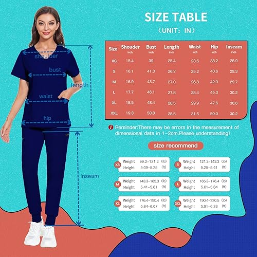 Miniatura 7 de VIAOLI Conjunto de exfoliantes deportivos para mujer con cuello en V y pantalones tipo cargo médicos para mujer 10 bolsillos