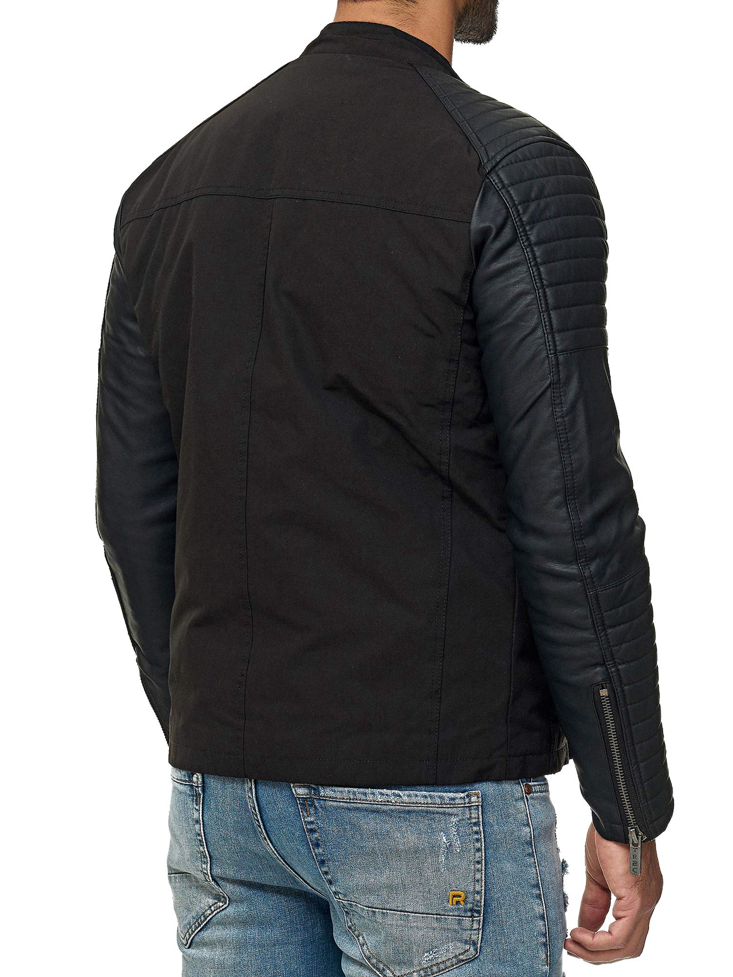 Red Bridge Chaqueta de Hombre Cazadora de Cuero sintético, Cazadora de Motocicleta de Cuero sintético Negro