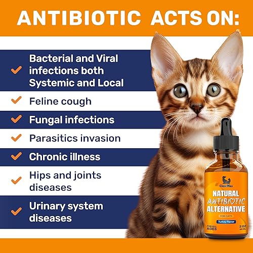 Miniatura 3 de Antibiotics for Cats in Drops  at Respiratory Infection Treatment Cold, Cough, and Allergies  Cat UTI Treatment with Turkey Flavor  May Support Hips