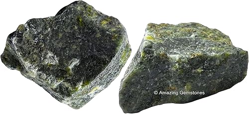 2 piezas de cristales crudos de jade nefrita verde y piedras curativas, rocas naturales para rodar y hacer tú mismo, piedras y cristales crudos