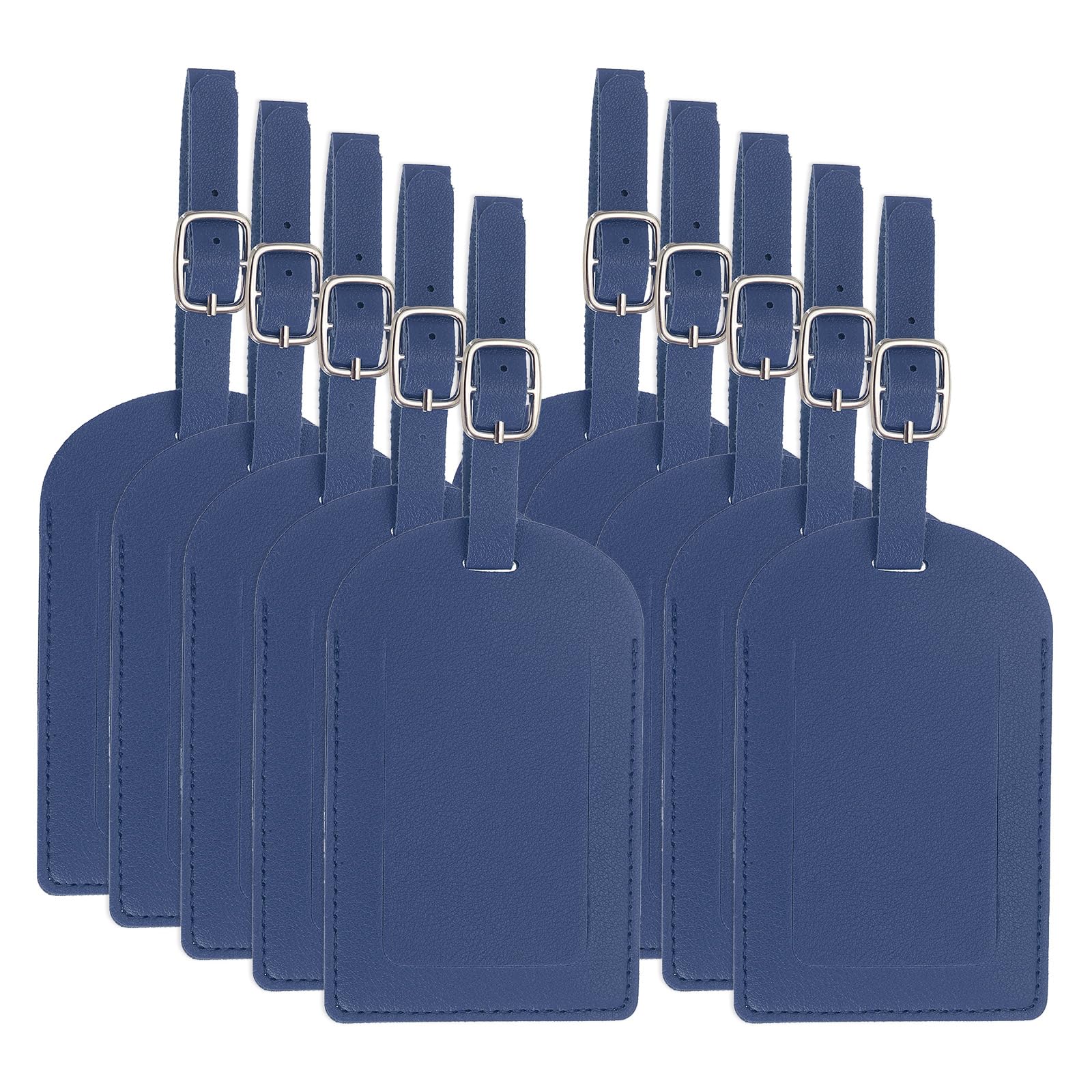 PATIKIL Etiquetas para Equipaje de Cuero, 50 pzas de Etiquetas para Maletas PU, Etiquetas para Bolsas, Accesorios Esenciales de Viaje para Maletas, Avión, Color Azul Oscuro