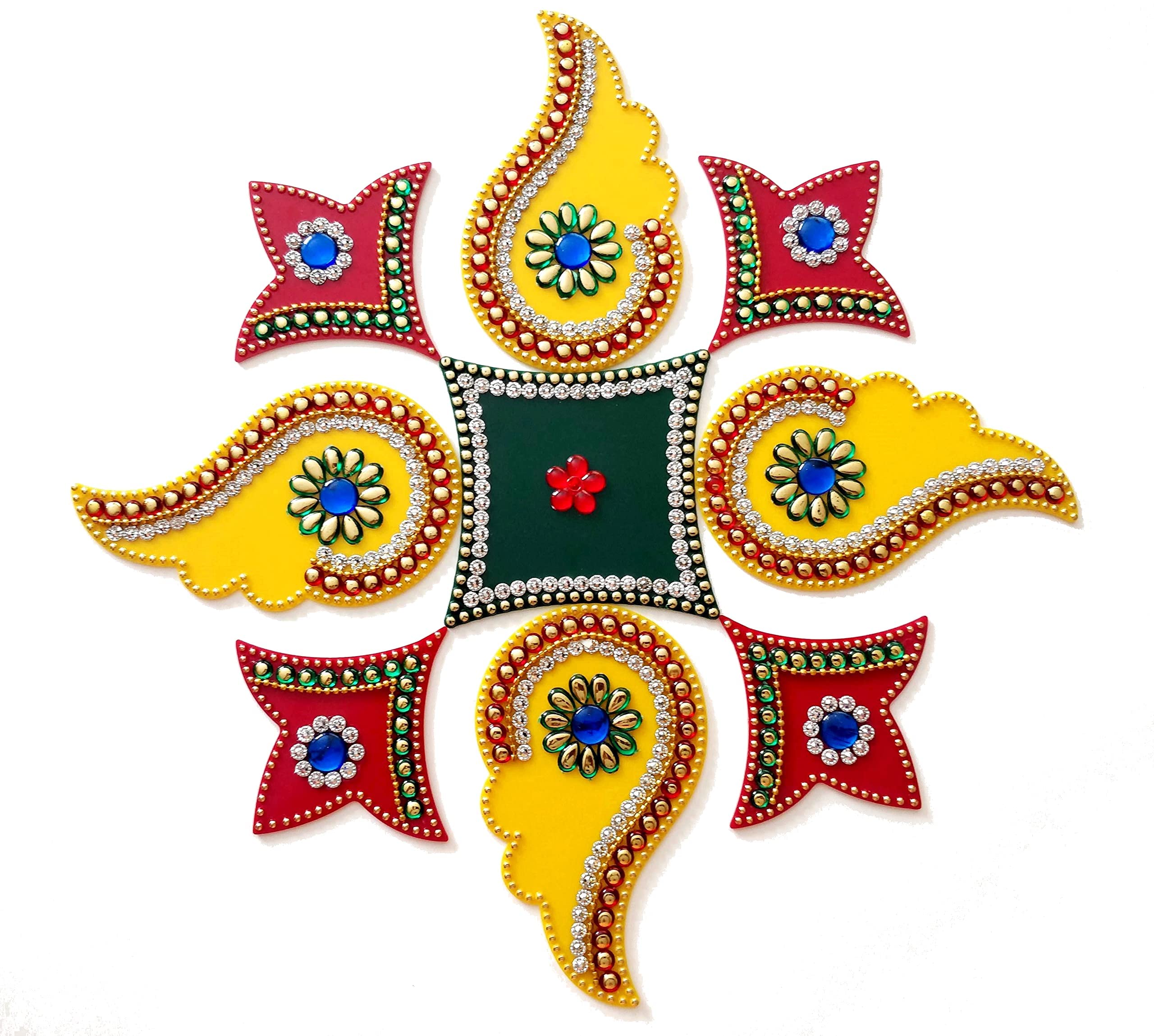 Buy Premium Paisley Design Multicolor Acrylic Diwali Rangoli Stickers
