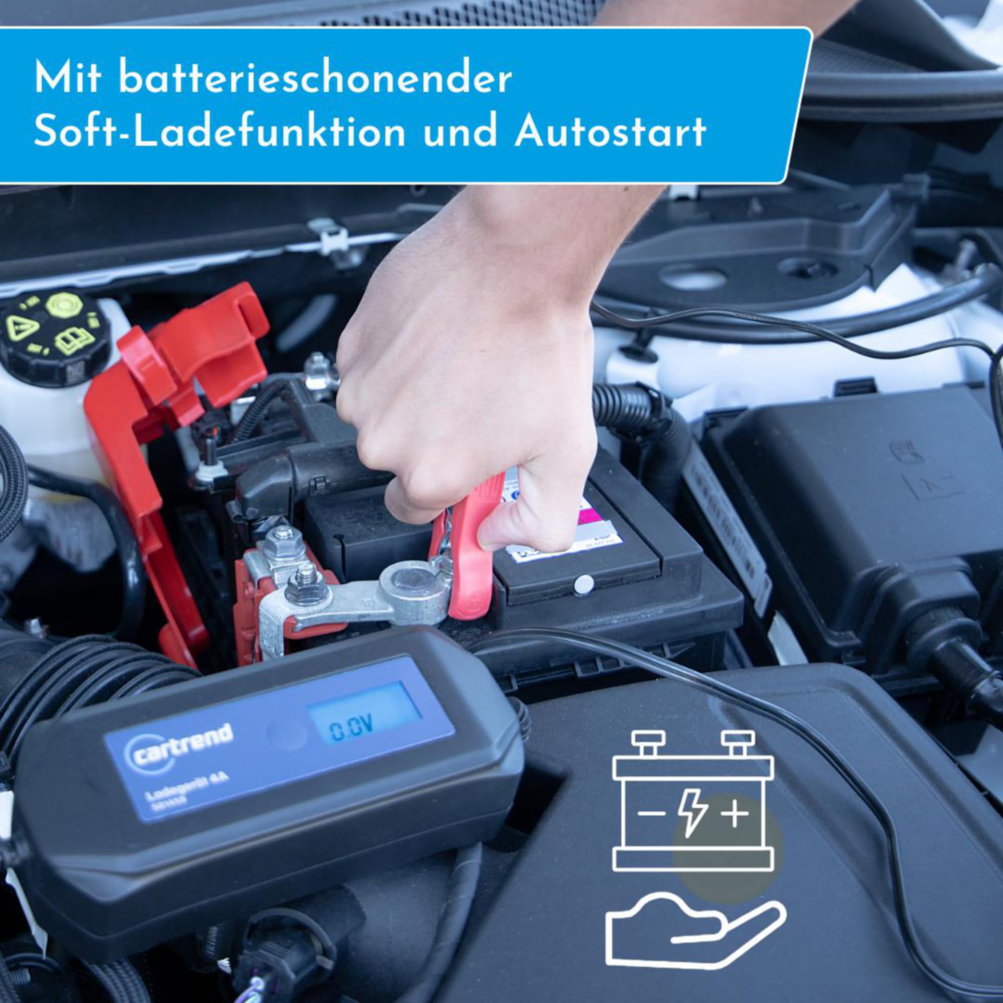 cartrend Ładowarka samochodowa DP 10.1 do funkcji automatycznego startu po awarii zasilania, nie wymaga konserwacji, kwasowo-ołowiowego, żelowego, EFB, AGM, samochodów osobowych, motocykli, łodzi i