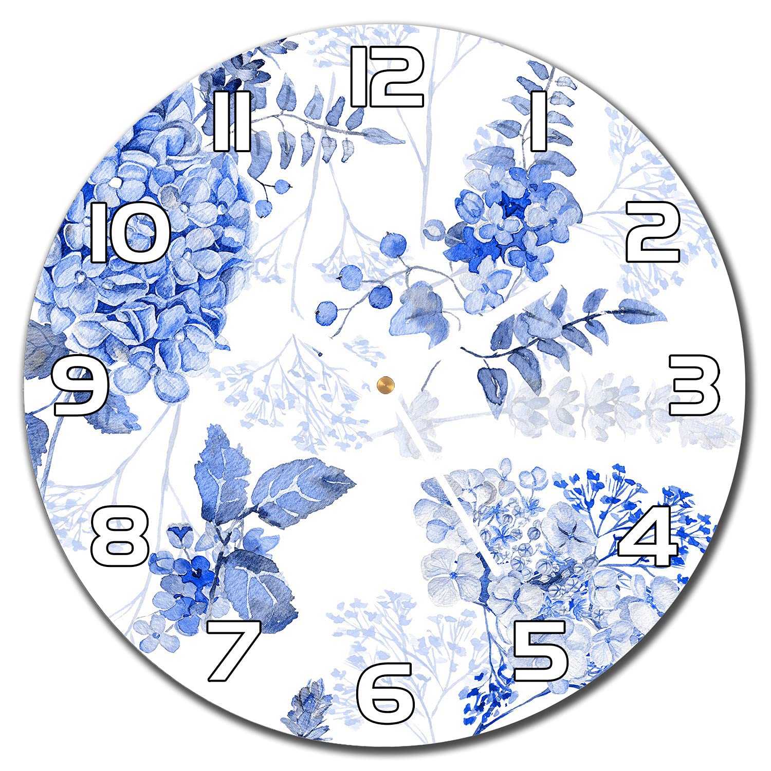 Horloge en verre cuisine salon murale motif Hortensia impression moderne 30 cm