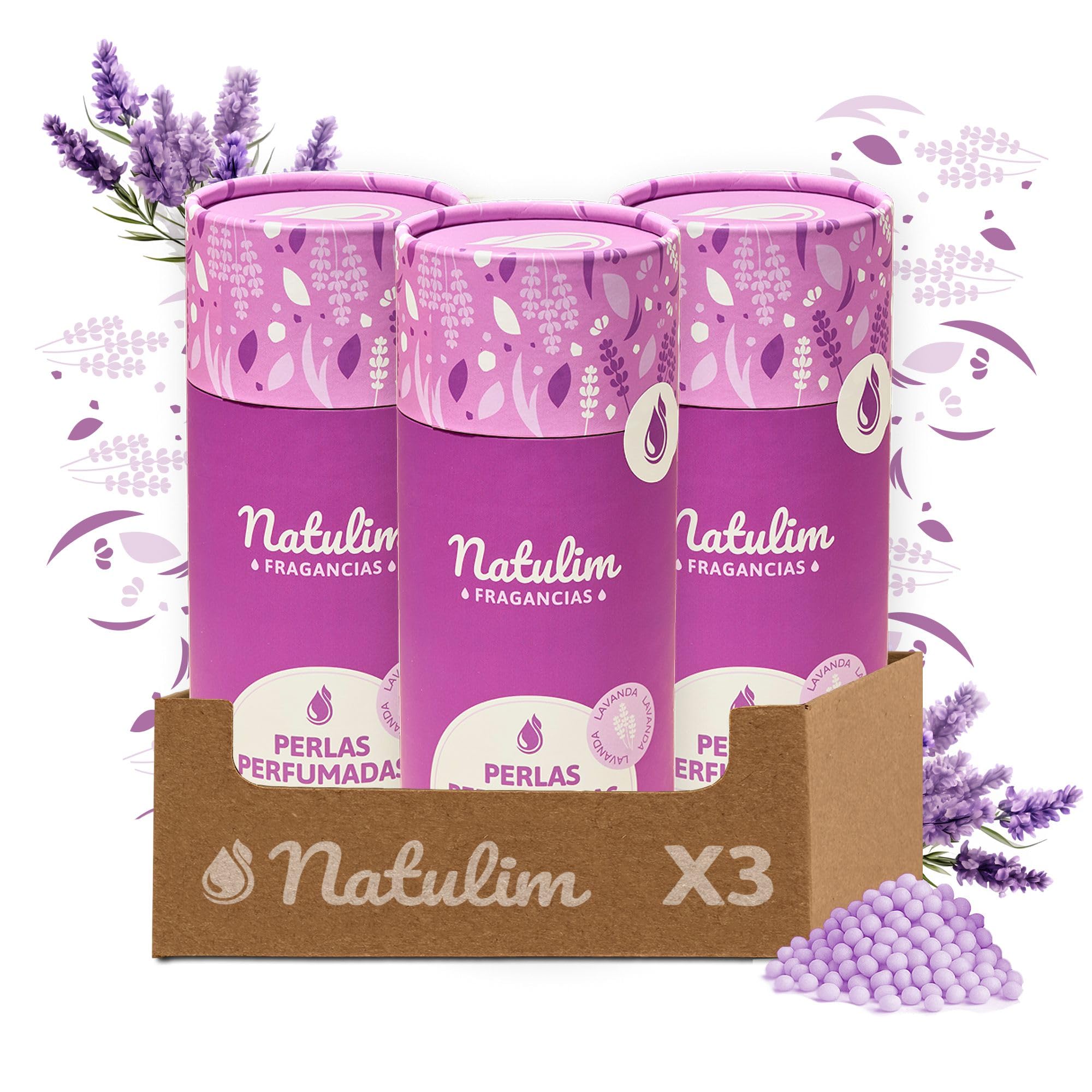 Natulim Perfumed Pearls – Fragrance Beads for Clothes – Long Lasting Fragrance – No Harmful Chemicals – Suitable for Sensitive Skin and All Types of Garments – 90 Washes – Pack of 3 (Lavender Fragrance)