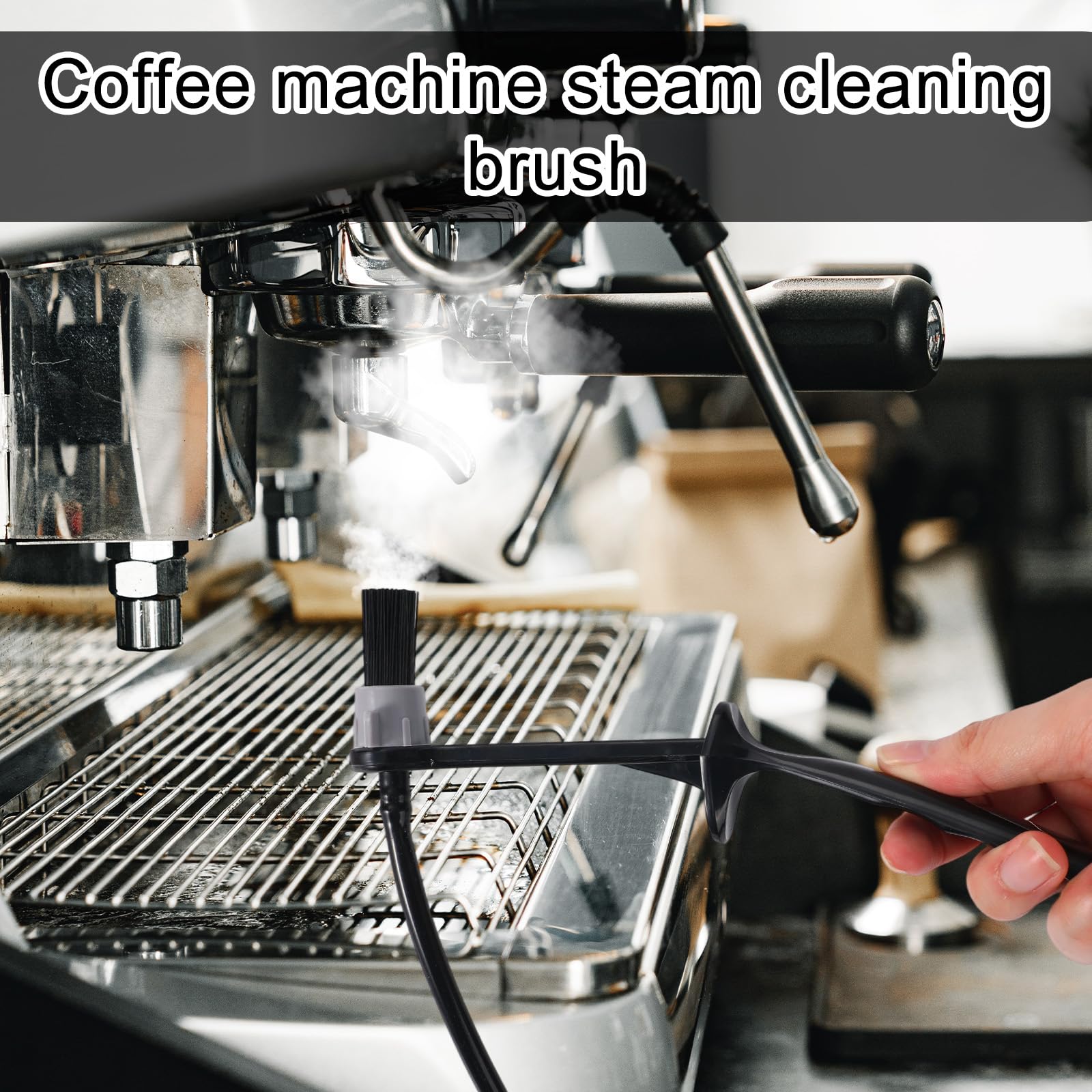 Spazzola per La Pulizia a Vapore Delle Macchine da Caffè, Strumento Pulizia Della Lancia Vapore con Estremità Cucchiaio e Testina Rimovibile Resistente Calore per Macchine da Caffè Espresso