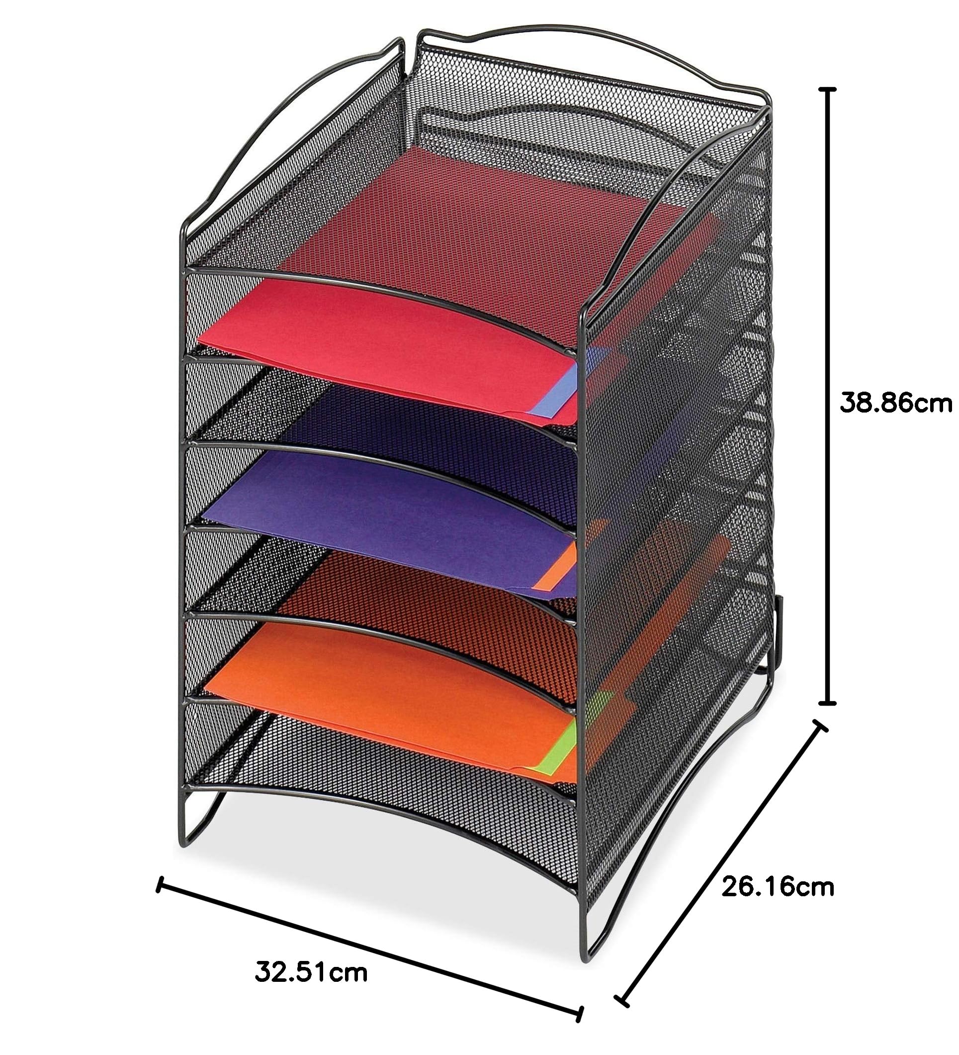 Desktop Organizer,6-Pocket,10-1/4"x12-5/8"x15-1/8",Black, Sold as 1 Each