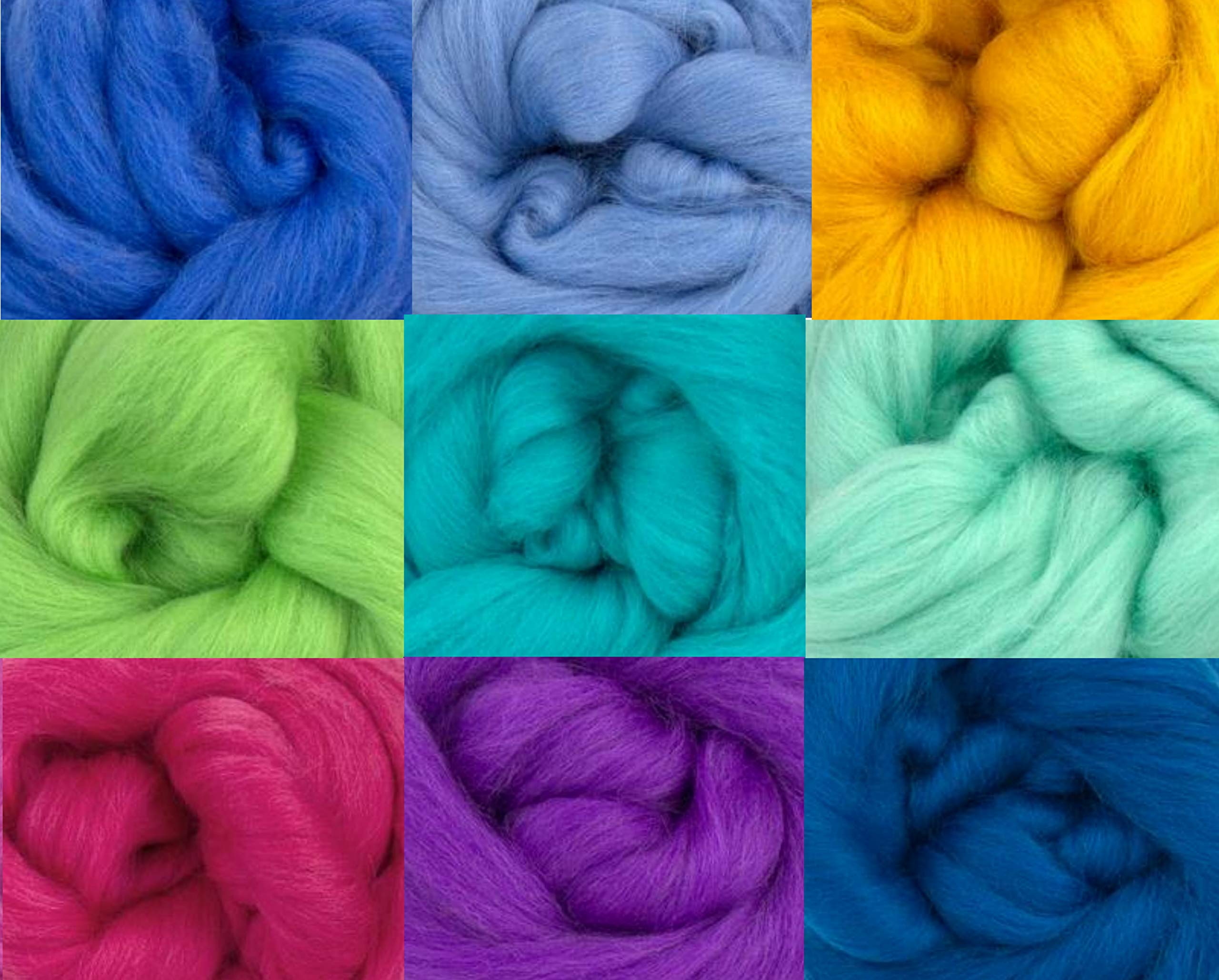 Molten Designs Summer - Pack Of 9 Merino Felting Wools For Needle And Wet Felting