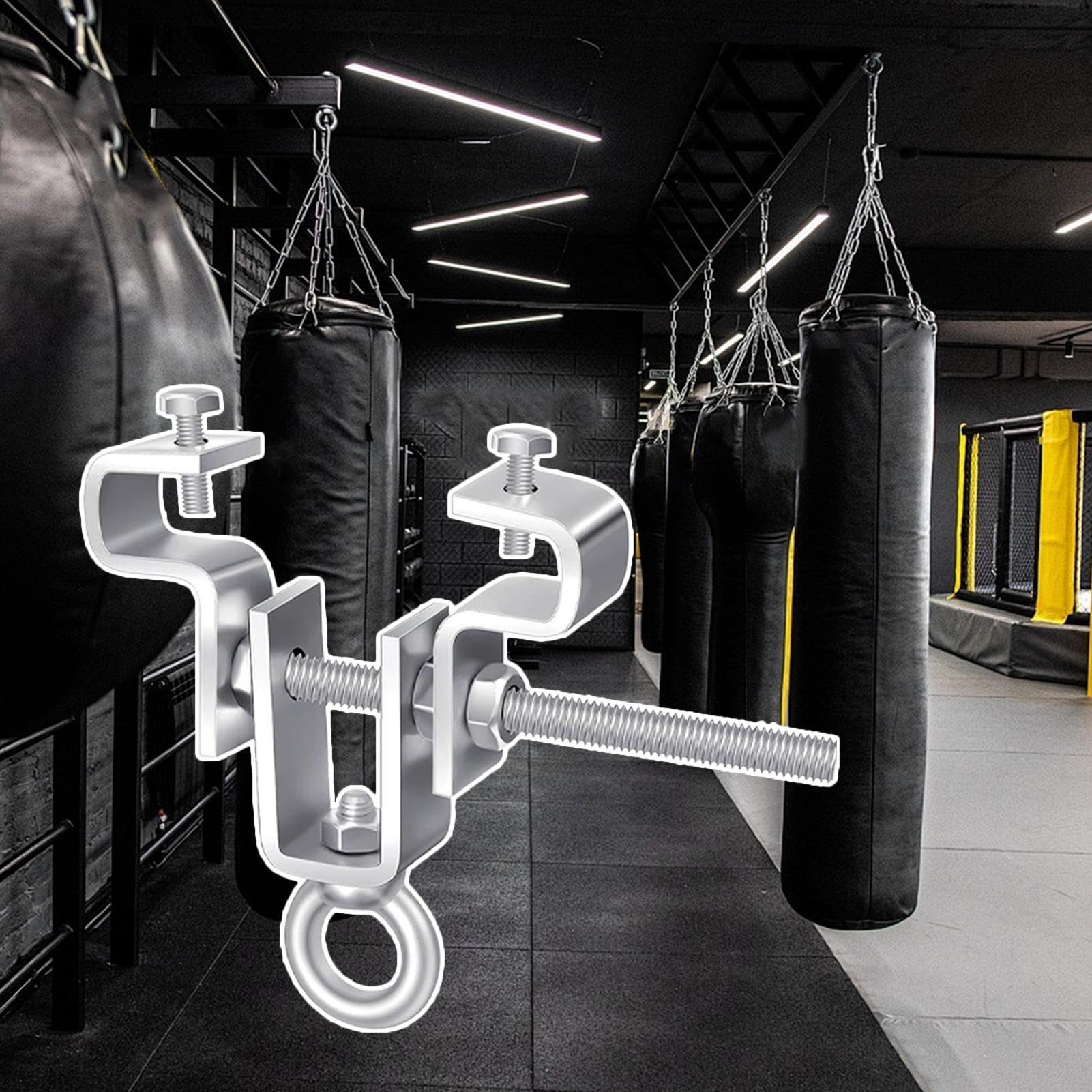 I Beam Clamps Heavy Duty, Steel Ceiling Mount Bracket, 0,79 pulgadas Secure Boxing Bag Hanger, Industrial-Grade Punching Hook, Anti-Slip Grip System for Marcial Arts Training Garage