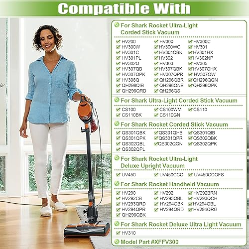 Miniatura 2 de Filtro de repuesto para Shark Rocket HV301 HV30126 HV300 HV302 HV292 HV305 HV307 HV310 UV450 CS100 QS302 Ultra Light con cable, 4 filtros de espuma