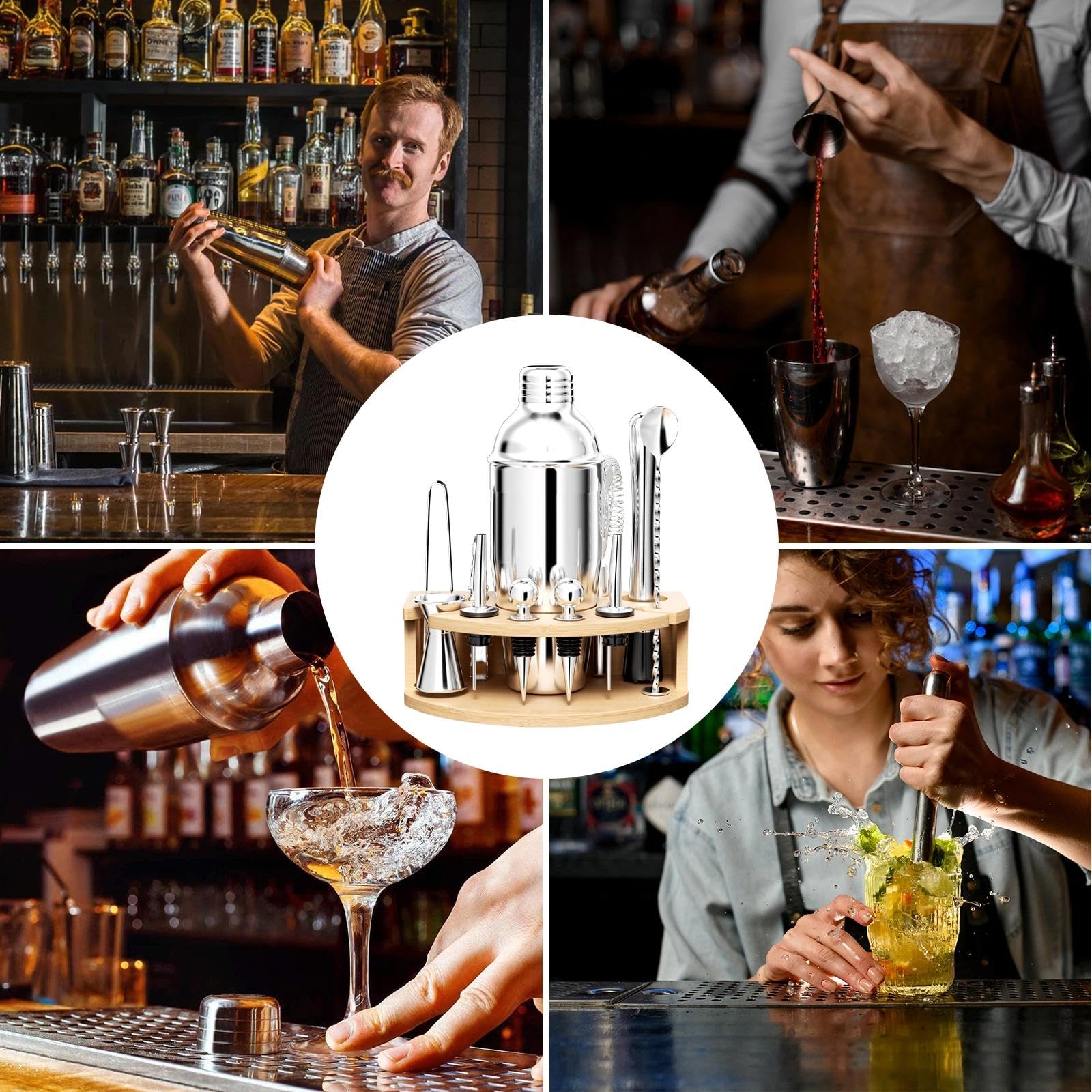Chiluxendo Regalo Hombre, Coctelera para Barra de Bar Shaker Barware Sets, Profesional Mojito Shakers Accessories, Cocktail Kit Coctelería Accesorios Herramientas Barra Acero Inoxidable