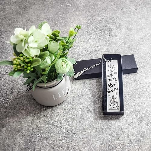 Miniatura 5 de Marcapáginas de acero inoxidable para amantes de los libros para niños, niñas, mujeres, hombres, marcadores de libros de feliz cumpleaños 16
