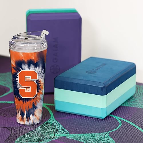 Miniatura 48 de Rico Industries NCAA - Vaso de acrílico con purpurina de 24 onzas con tapa con bisagras, vaso de doble pared con licencia oficial y popote Brillo