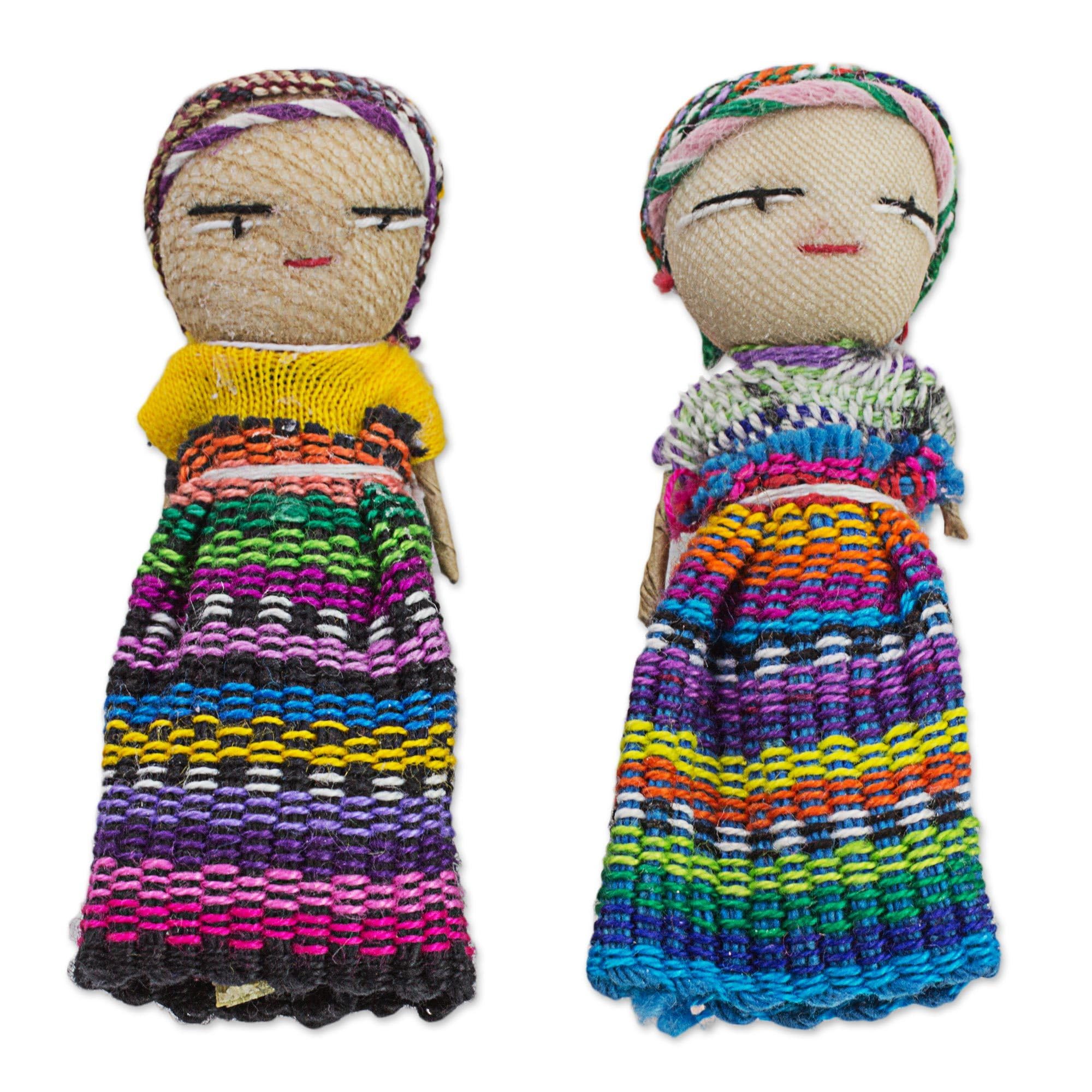 NOVICA Ghirlanda A Cuore Con Quitapenas (Bambole Preoccupate) Dal Guatemala – Cotone Intrecciato A Mano – 24 Cm – Multicolore
