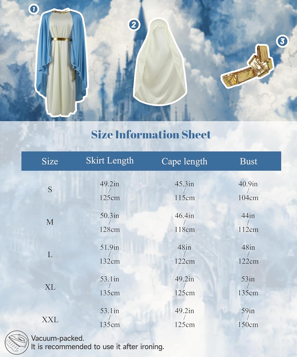 Virgin Mary Robe for Women - Biblical Halloween Costume Set for Adults - Image 4