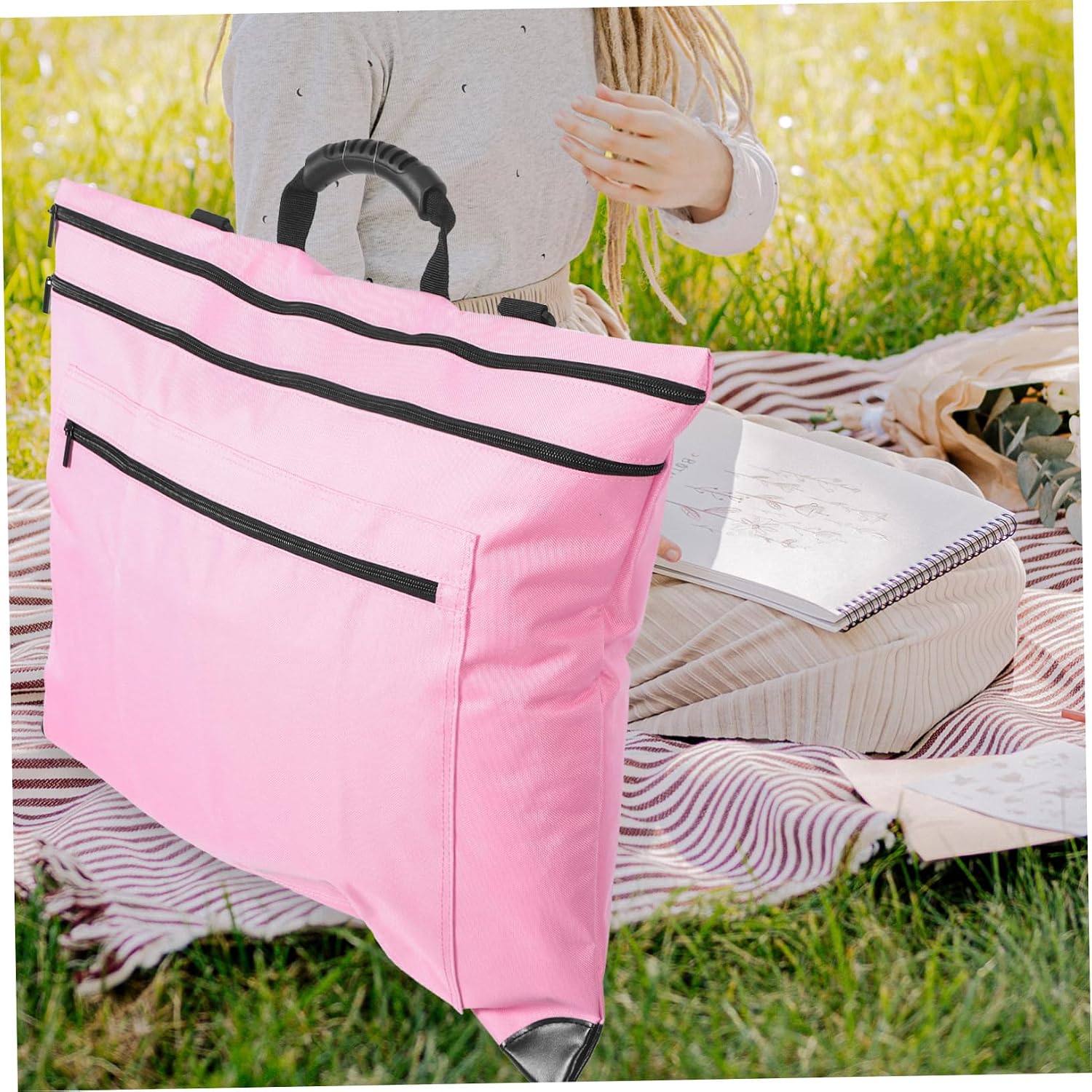 Pink Art Portfolio Case Large Capacity Waterproof 600d Polyester