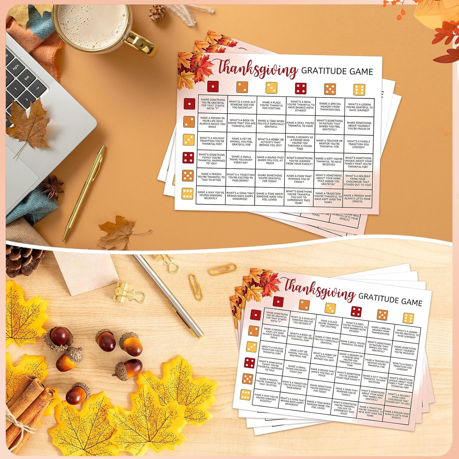 Fullhawl 36 Pcs Thanksgiving Party Games Set Thanksgiving Dice Game Fall Party Supplies Holiday Celebration Fall Trivia Harvest Family Team Activities