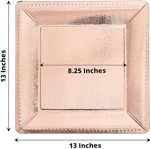 Miniatura 3 de Efavormart - Paquete de 10 bandejas cuadradas desechables con textura de oro rosa de 13 pulgadas, platos de carga de cartón, 1100 GSM