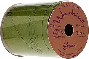 Berwick Offray Matte Olive Green Raffia Ribbon: Elevate Your Creations with Natural Elegance