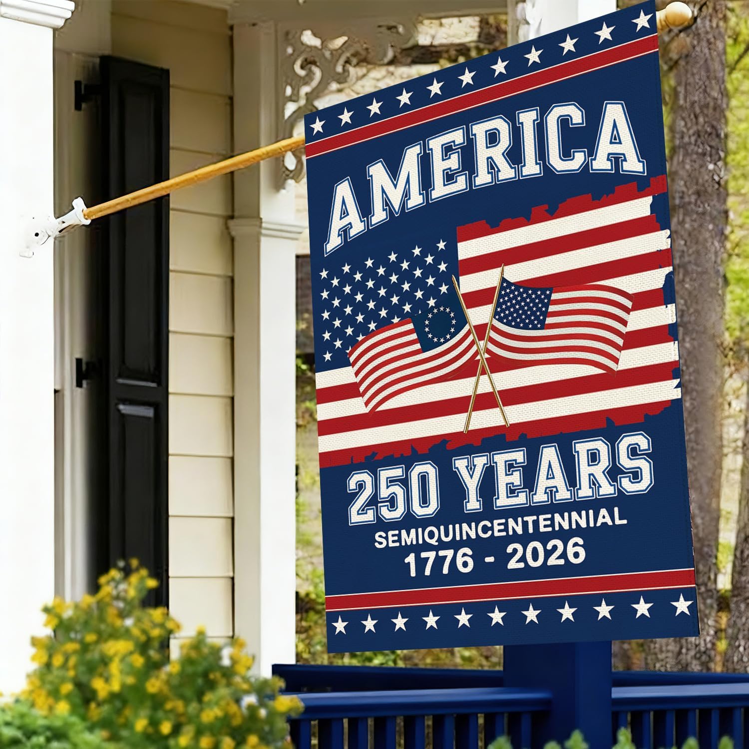 Baccessor America 250 Years House Flag 28x40 Inch Double Sided,USA 250th Anniversary Patriotic 1776-2026 Semiquincentennial Banner Commemorative Outdoor Outside Decoration - Image 9