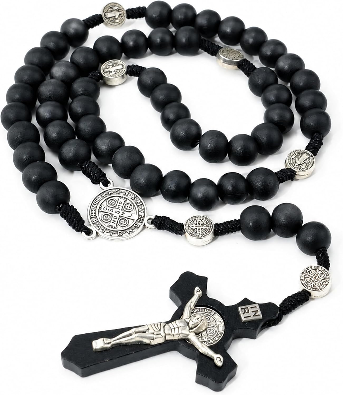 Wooden Rosary Beads, Rosarios Catolicos with Metal Cross for Men & Women