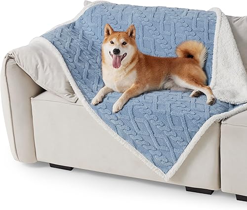 Miniatura 7 de Bedsure Mantas impermeables para perros pequeños  Manta para mascotas para protector de sofá, lavable, manta de forro polar coral jacquard de alta