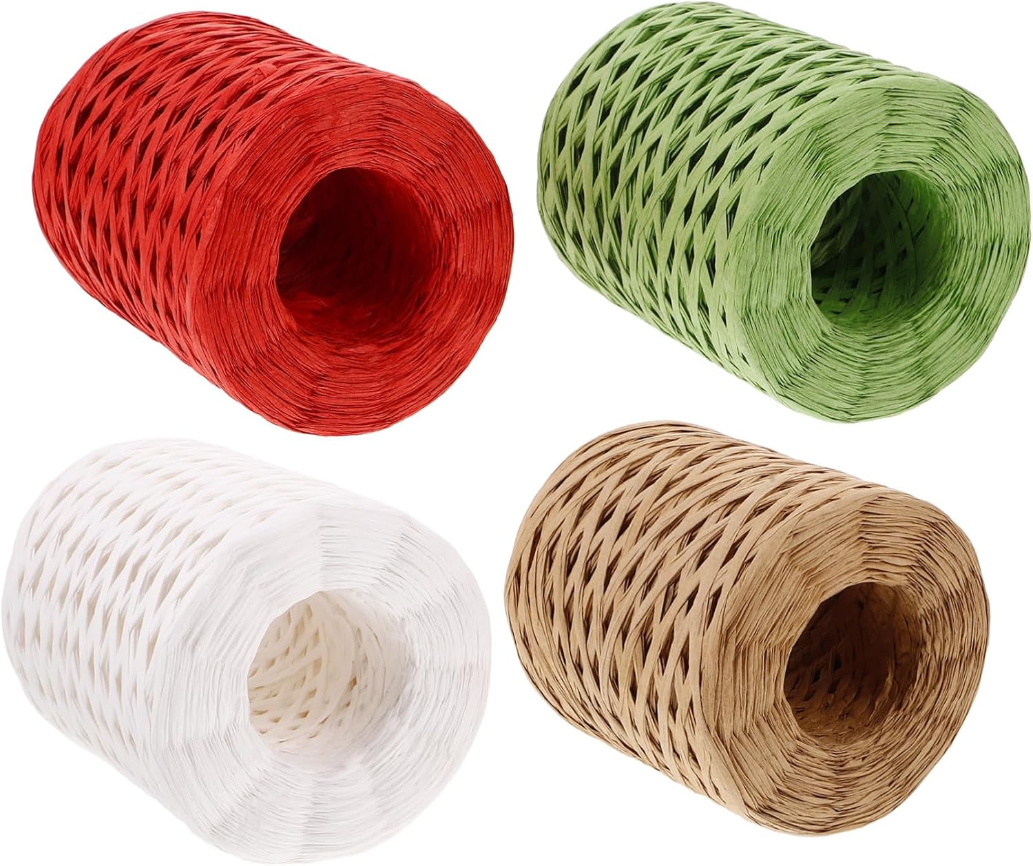 4 Rolls Raffia Paper Ropes Durable Wrapping Raffia Ribbon for Crafts Wrapping Hat Making Flower Bouquets Versatile Decorative Twine for DIY Projects Stylish Colors