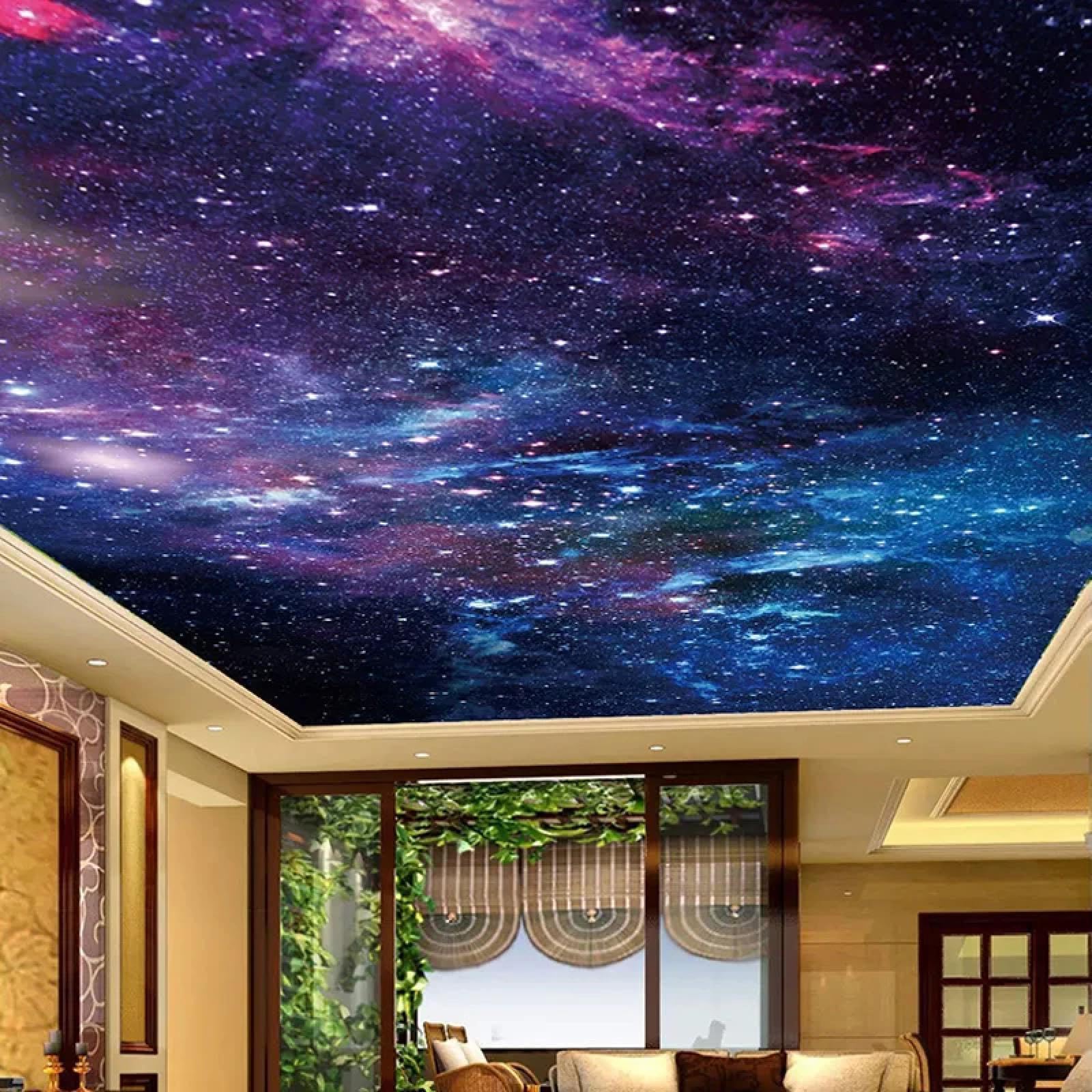 Piękna Galaxy Starry Sky Sufit 3D Fototapeta Samoprzylepna PVC Nadaje się do salonu Biura Sypialnia Pokój dziecięcy Dekoracja domu