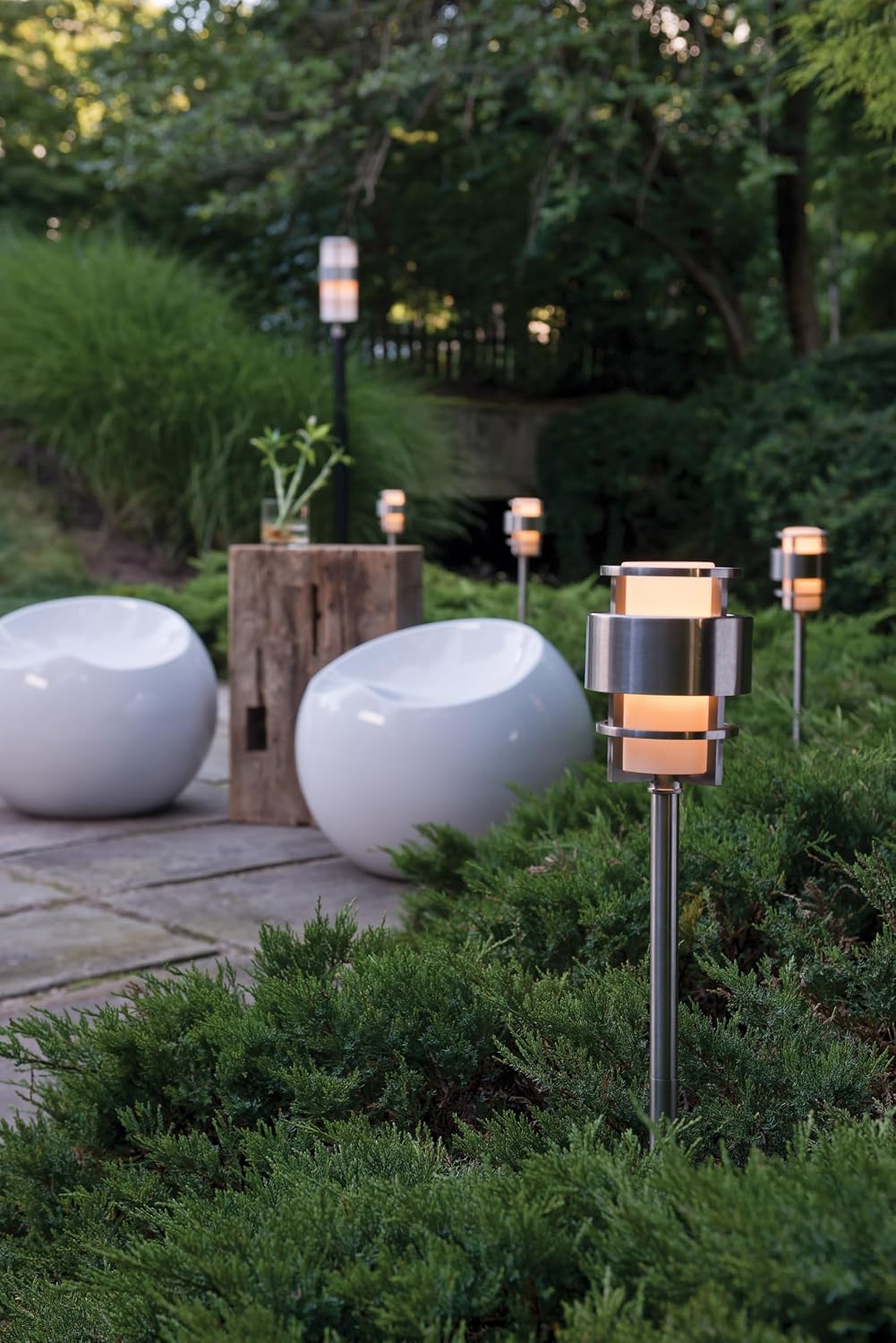Hinkley Saturn 21.75" Outdoor Post/Pier Mount Lantern, Stainless Steel, Etched Opal Glass, Modern, Stainless Steel Finish