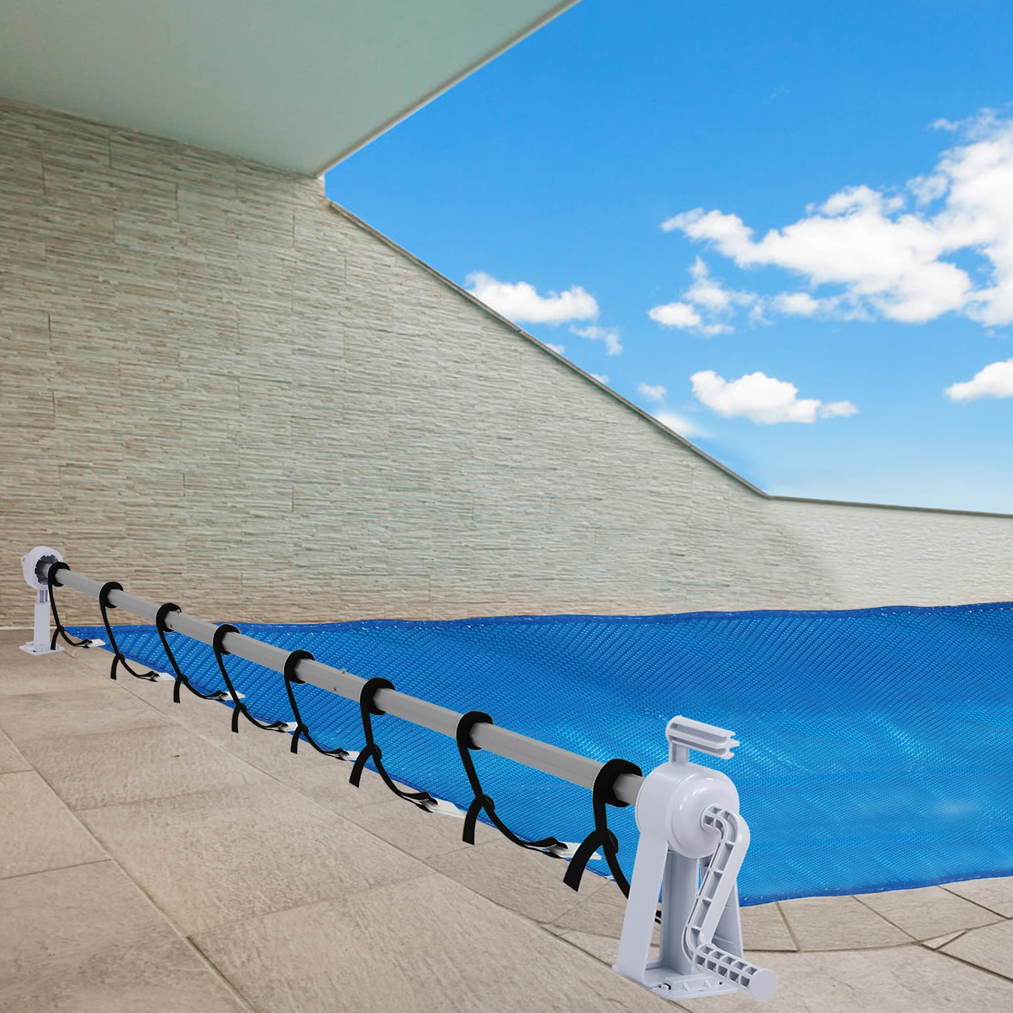 Aufun Pool Aufroller Premium 1,05-6,15 m, Mobiles Aufrollsystem für Poolplane & Abdeckung, fahrbar, witterungsbeständig