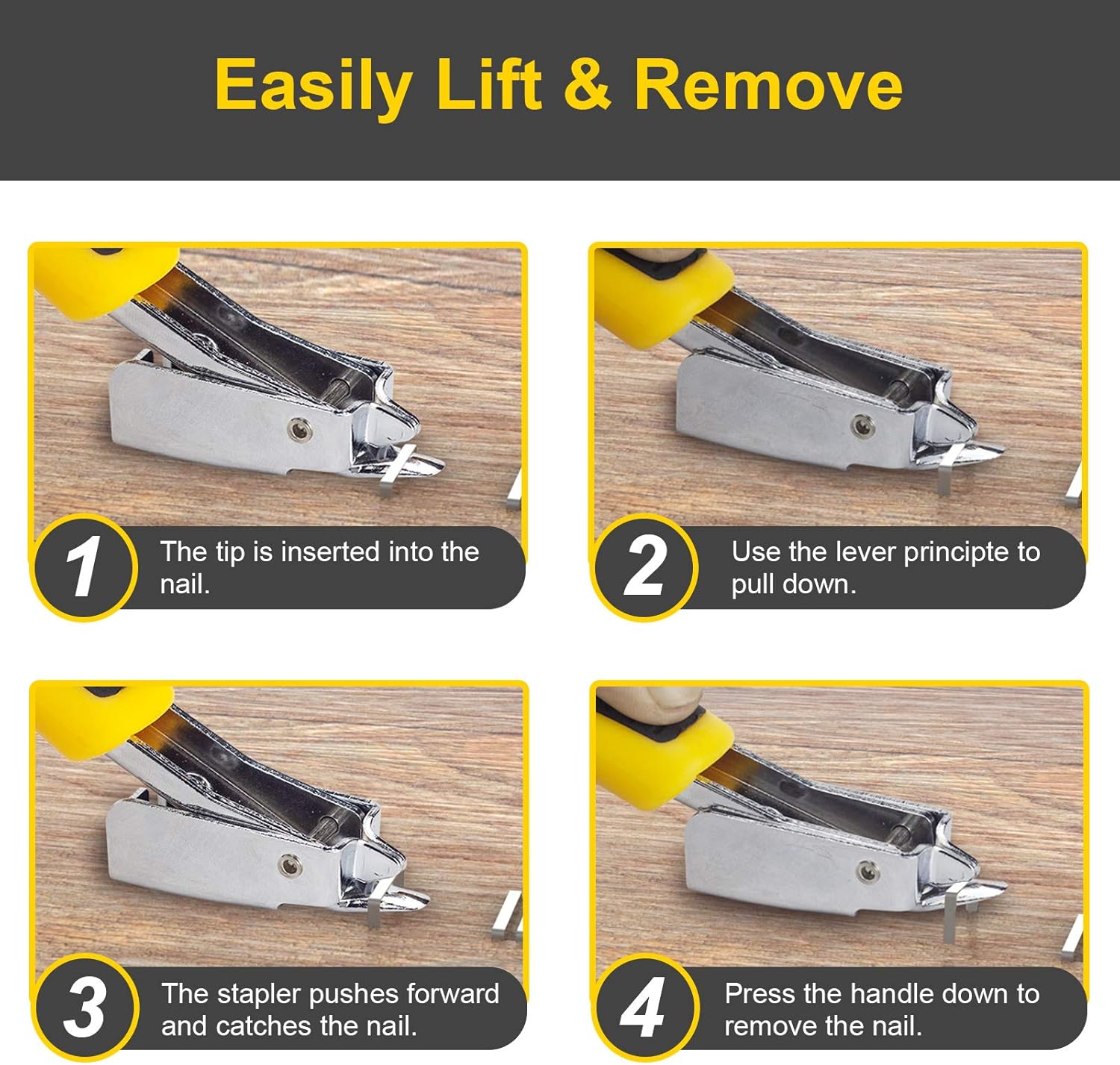Staple Remover, Staple Puller Tool with Ergonomic Handle, Upholstery and Construction Heavy Duty Staple Removers for Removing All Kinds of Nails in Furniture, Floor, Wooden Box, Photo Frame, Carpet : Office Products