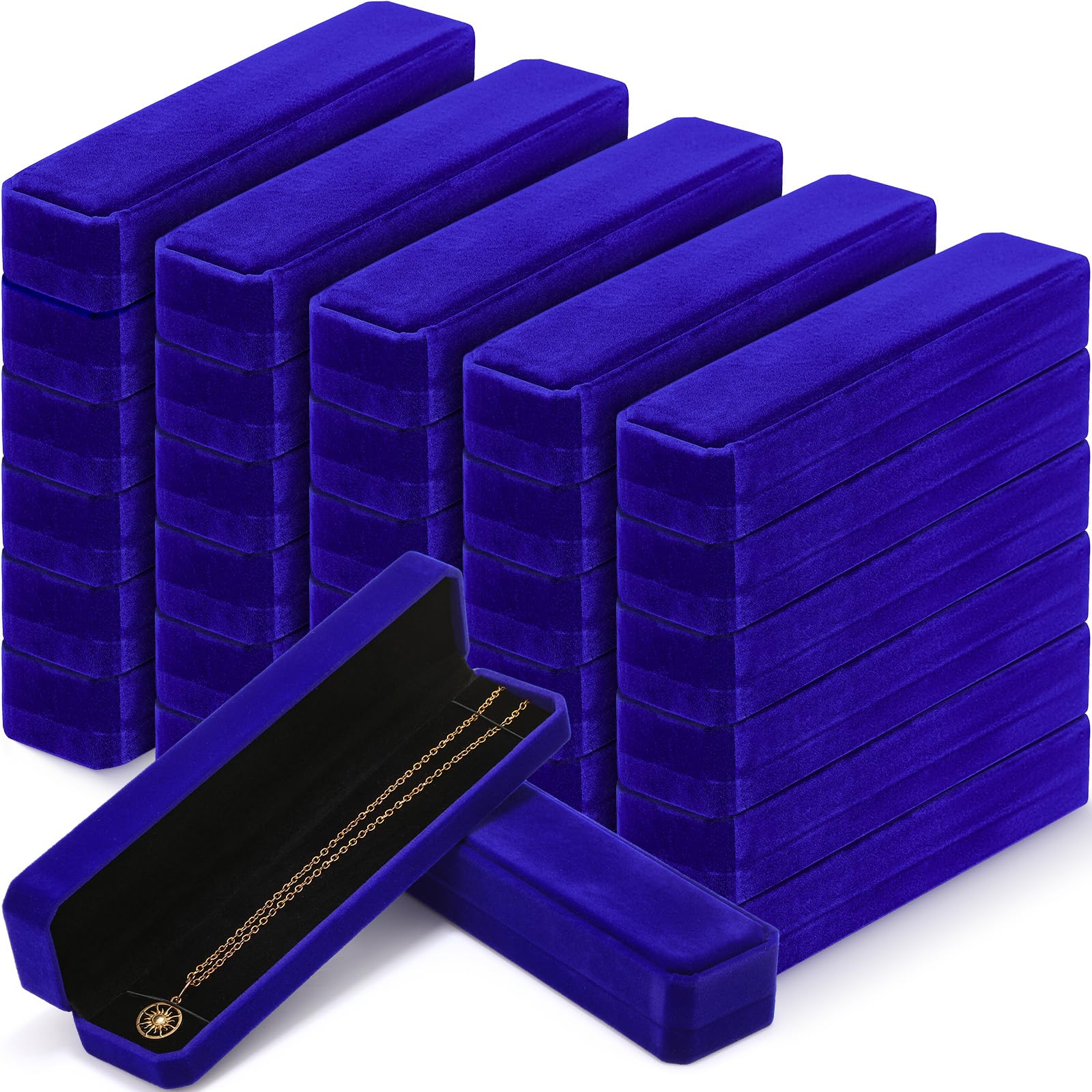 Batiyeer 36 Pcs Long Velvet Jewelry Storage Boxes Chain Bracelet Necklace Gift Box Jewelry Display Case Box Set for Wedding