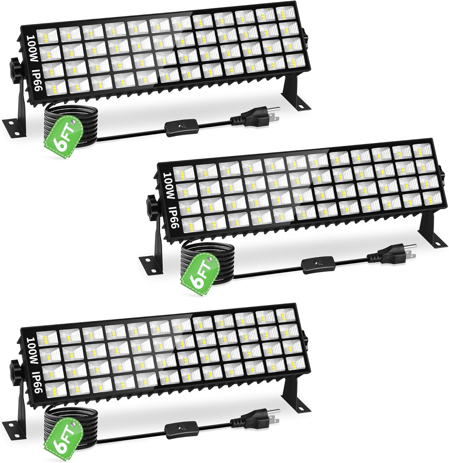 3 Pack 100W LED Shop Lights for Garage
