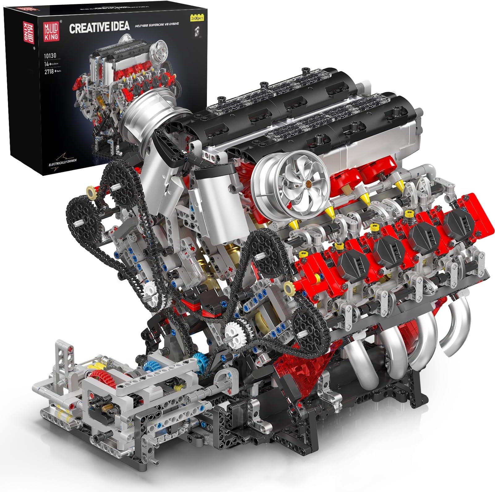 Mould King 10130 Technology Building Block, Motorized F488 V8 Engine Block (2718 Parts), Assembly Technical Supercar Clamp Block, Collectible Car Model Toys for Adults/Car Fans