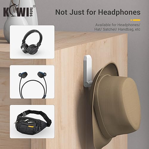 Miniatura 7 de KIWIFOTOS Soporte de auriculares 2 en 1 con hub USB, soporte de auriculares para juegos de PC, soporte de gancho para auriculares debajo del