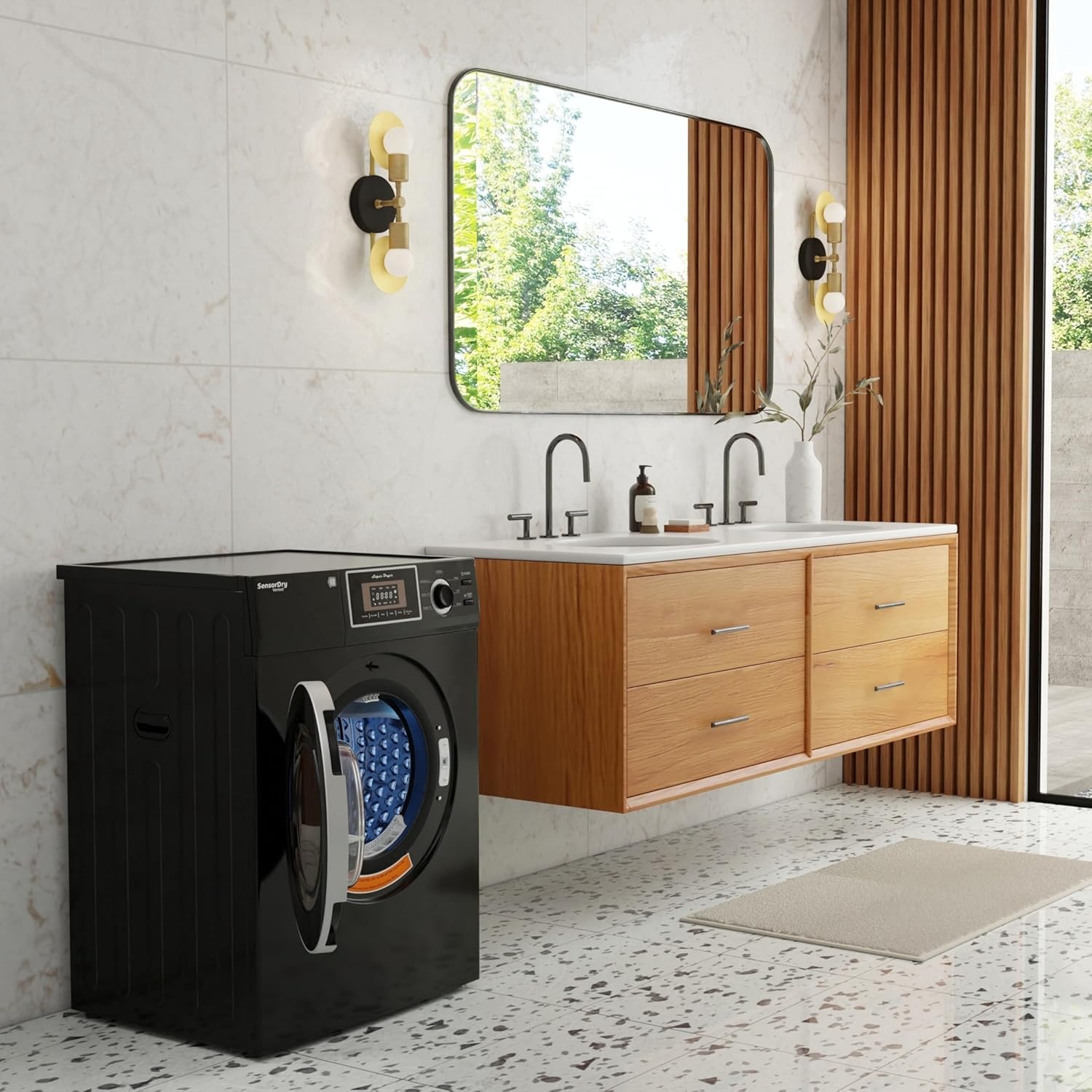 Equator PREMIUM Compact 24" VENTED Dryer w/Washer SOCKET 3.1cf/13lb SENSOR 110V (Black)