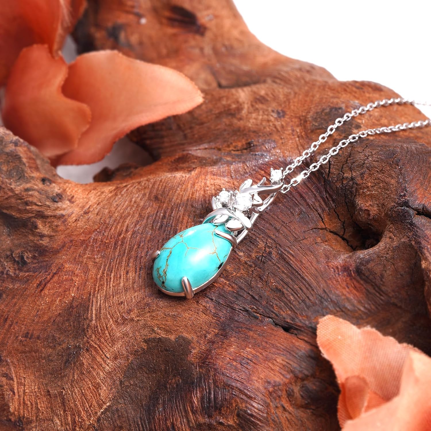 Genuine Turquoise Necklaces for Women 925 Sterling Silver Turquoise Pendant Boho Western Jewelry for Women - Image 3