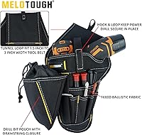 Vista 3 de MELOTOUGH Funda para taladro con portabrocas, funda para atornillador de impacto, funda resistente para cinturón de herramientas