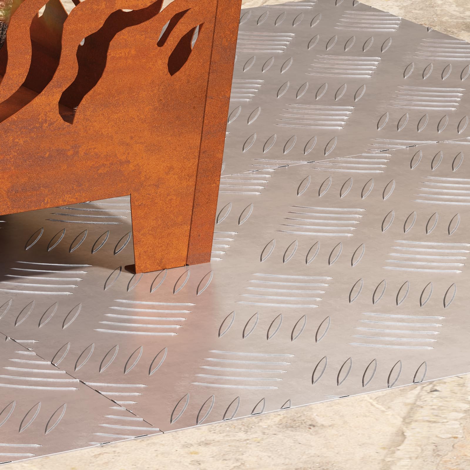 Chapa estriada de aluminio, 4 unidades, 60 x 40 cm, antideslizante, para interior y exterior, con superficie texturizada y diseño moderno