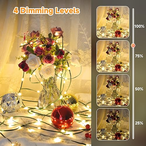 Miniatura 5 de Mlambert 1200 luces LED de Navidad de 394 pies, luces de hadas regulables impermeables para exteriores con control remoto, 8 modos de iluminación