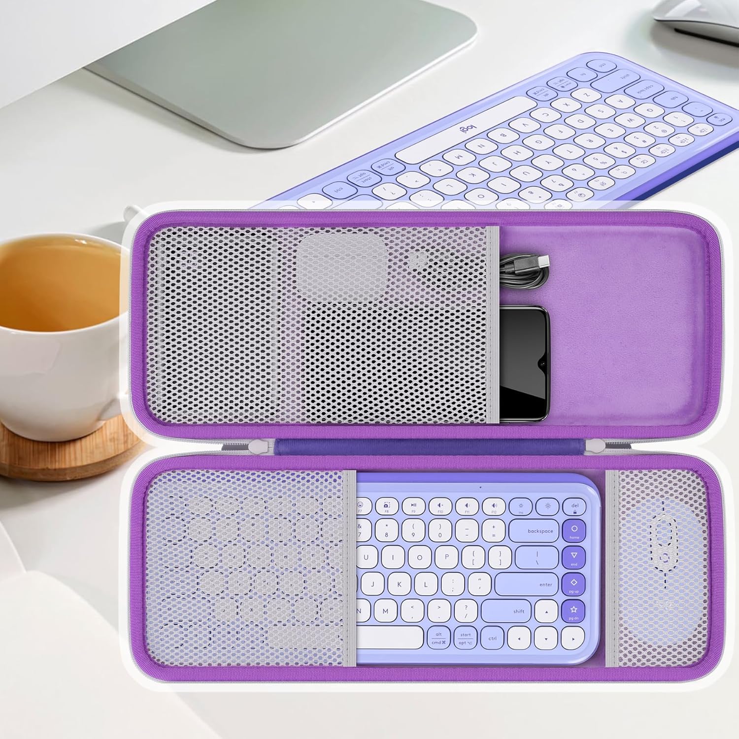 co2CREA Hard Case Compatible with Logitech POP ICON Combo, Bluetooth Keyboard and Mouse Combo (Lilac Case)