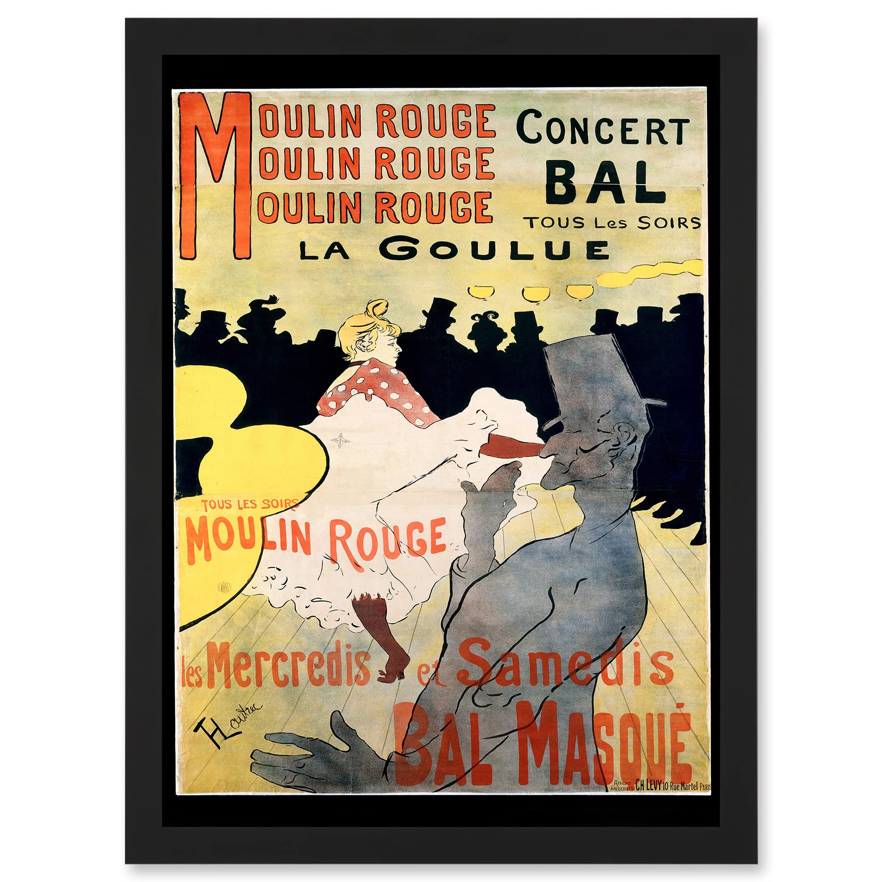 Artery8 Ad Vintage Lautrec Moulin Rouge La Goulue Mask Ball Paris France Artwork Framed Wall Art Print A4