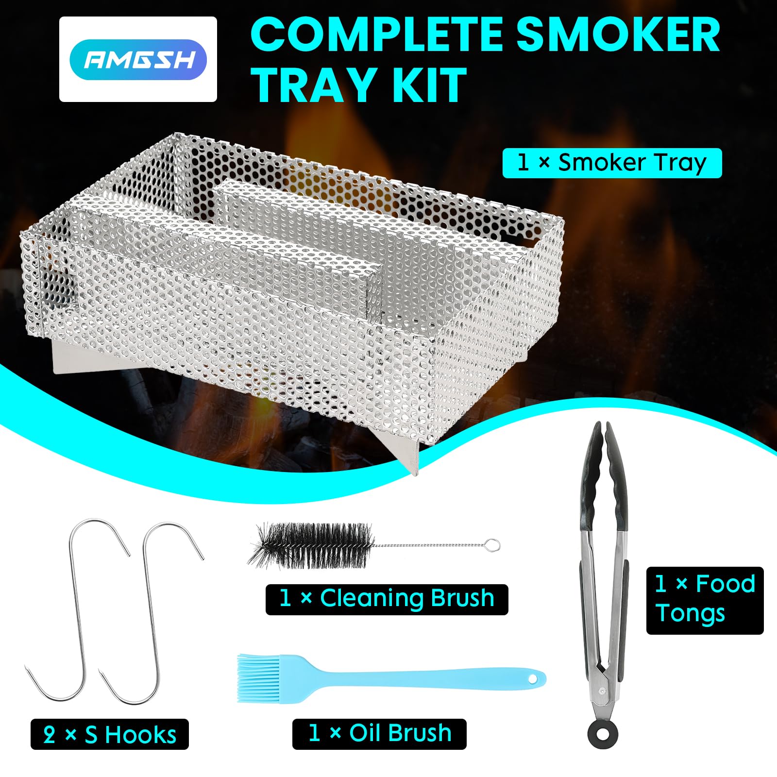 Bandeja de ahumador de pellets de 12 horas, 5 x 8 pulgadas, como tubo de humo para ahumar pellets, para ahumar carne caliente y fría, pescado, queso y cerdo, compatible con cualquier parrilla o 3