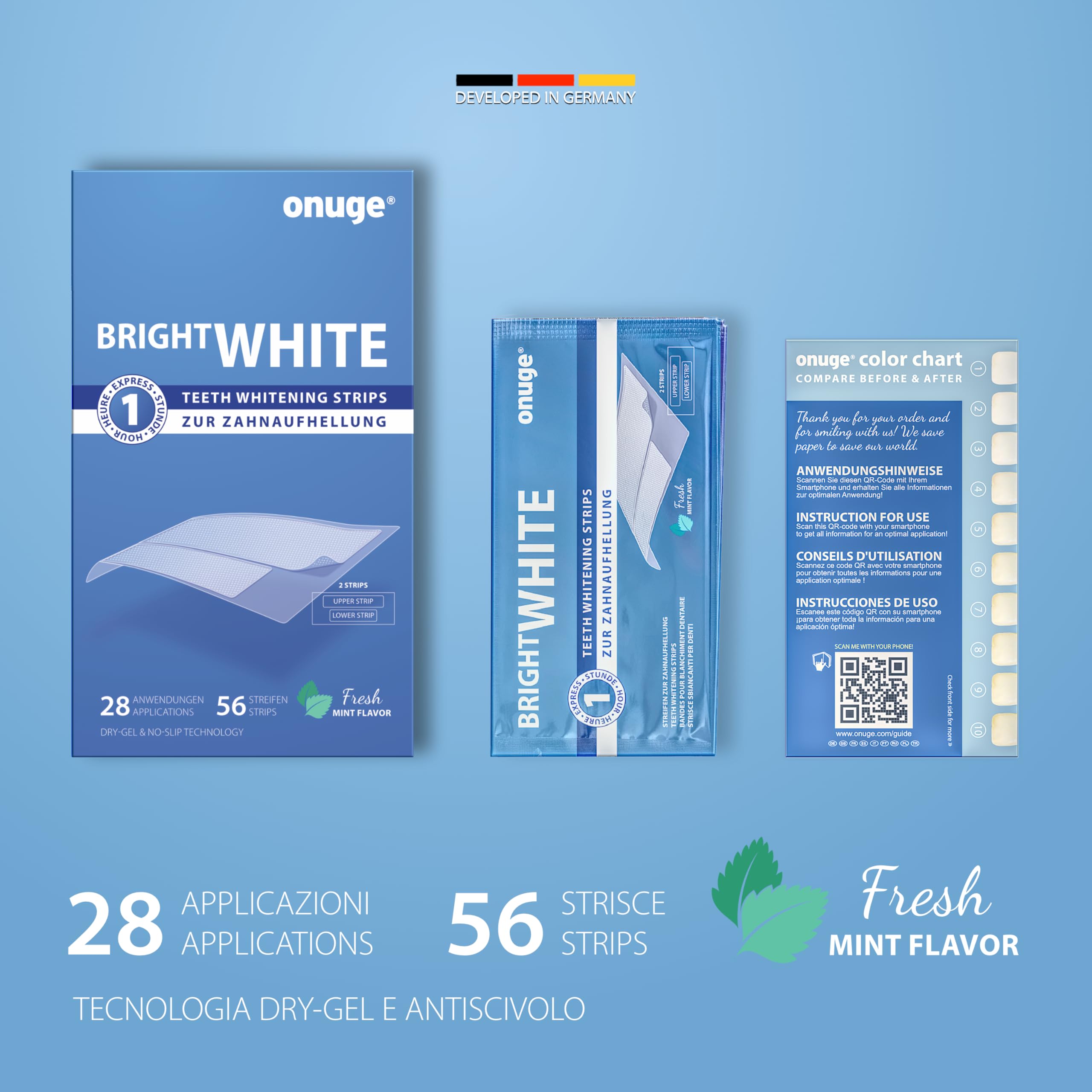 Bright White-Strips, 56 Strisce di sbiancamento dei denti, Strisce sbiancanti per denti