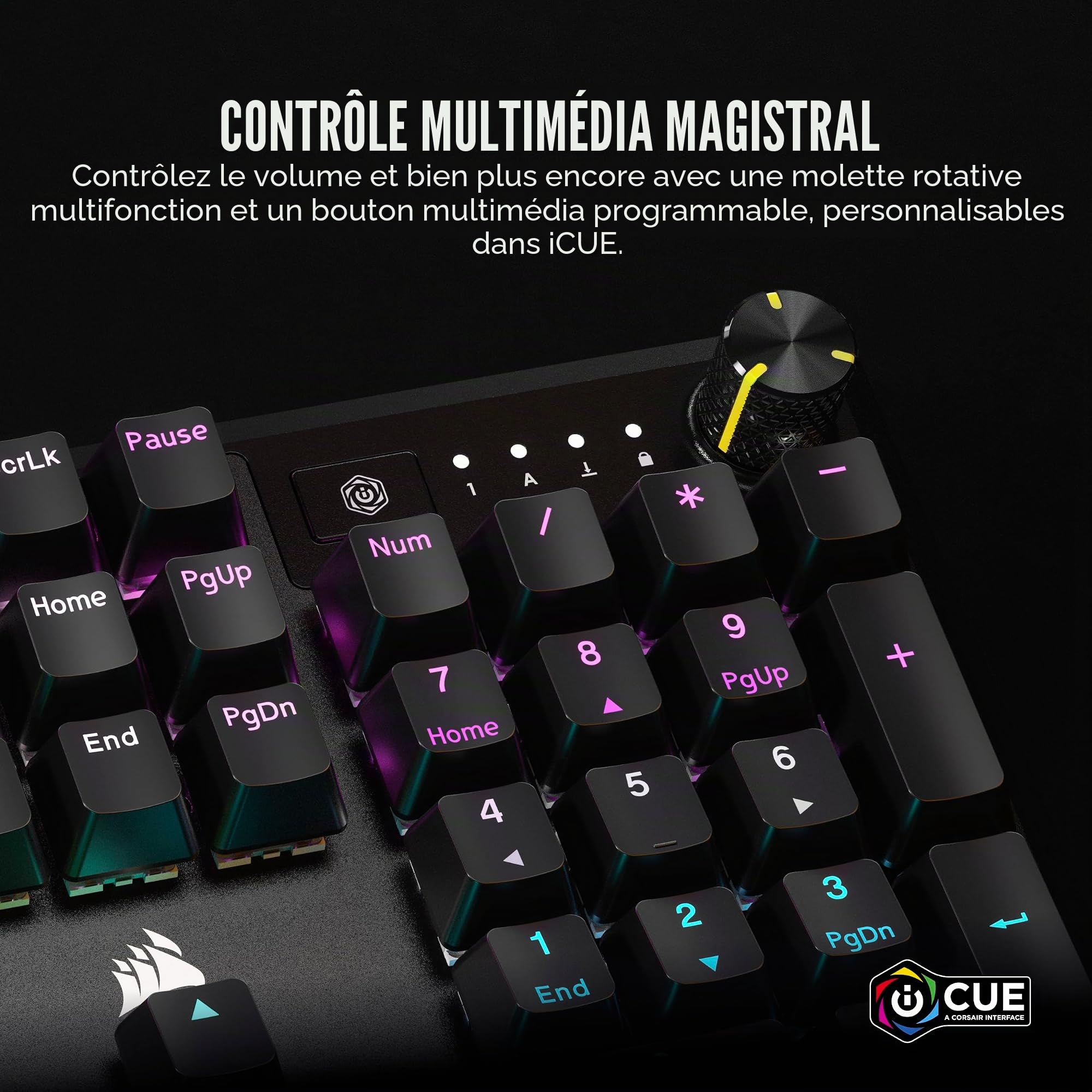 Corsair K70 Core RGB Clavier de Jeu Mécanique Filaire avec Palmrest - Pre-Lubed MLX Red Linear Switch, SOCD, ABS Painted Keys, Sound, Media Control Dial, QWERTY UK -