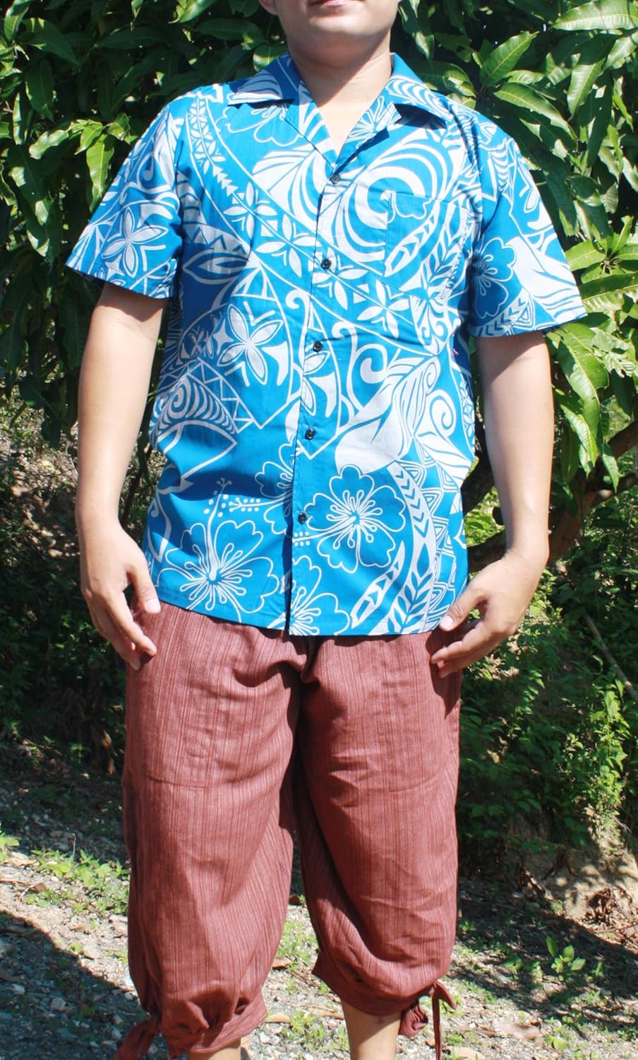 RaanPahMuang 100% Cotton Men Hawaiian Shirt, Short Sleeve, Button Down Shirt Print | Light, Soft and Comfy